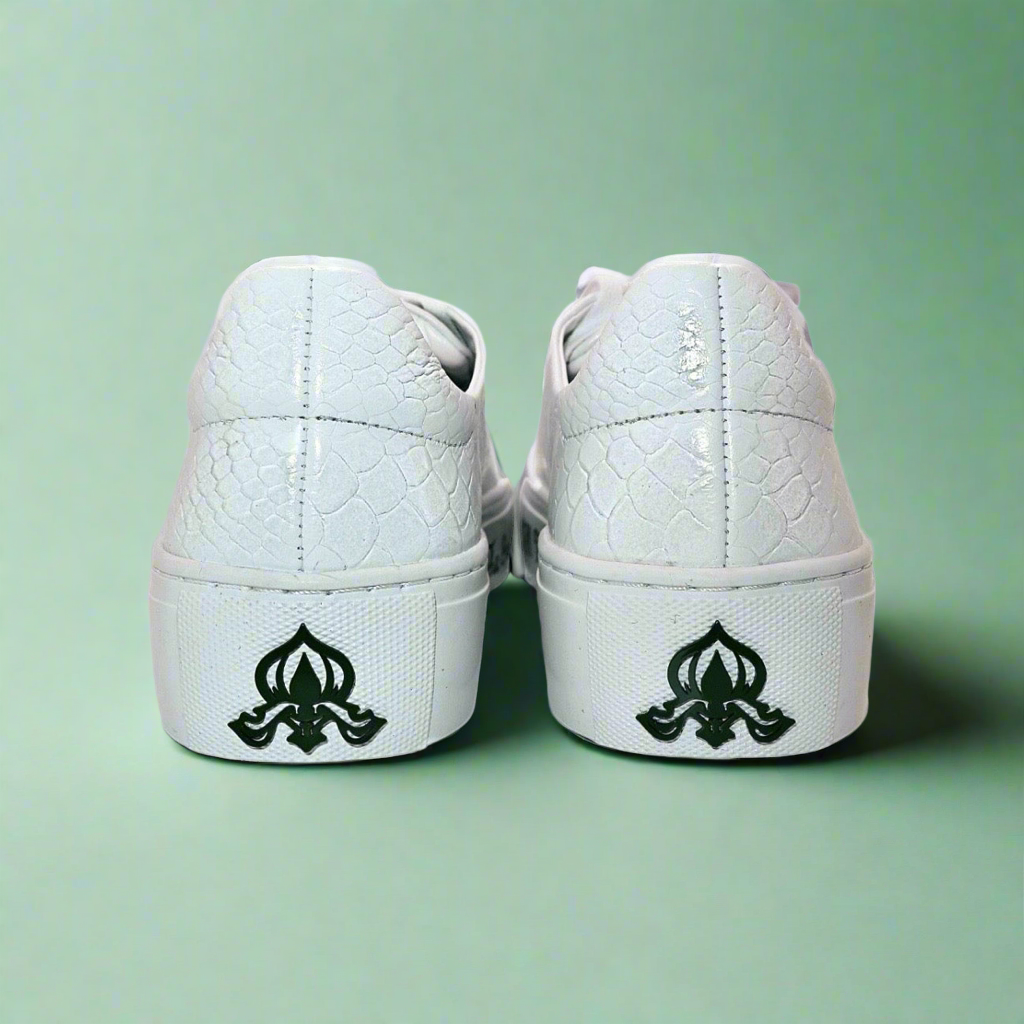 Michaela V Amare Women's White Italian Leather Sneakers