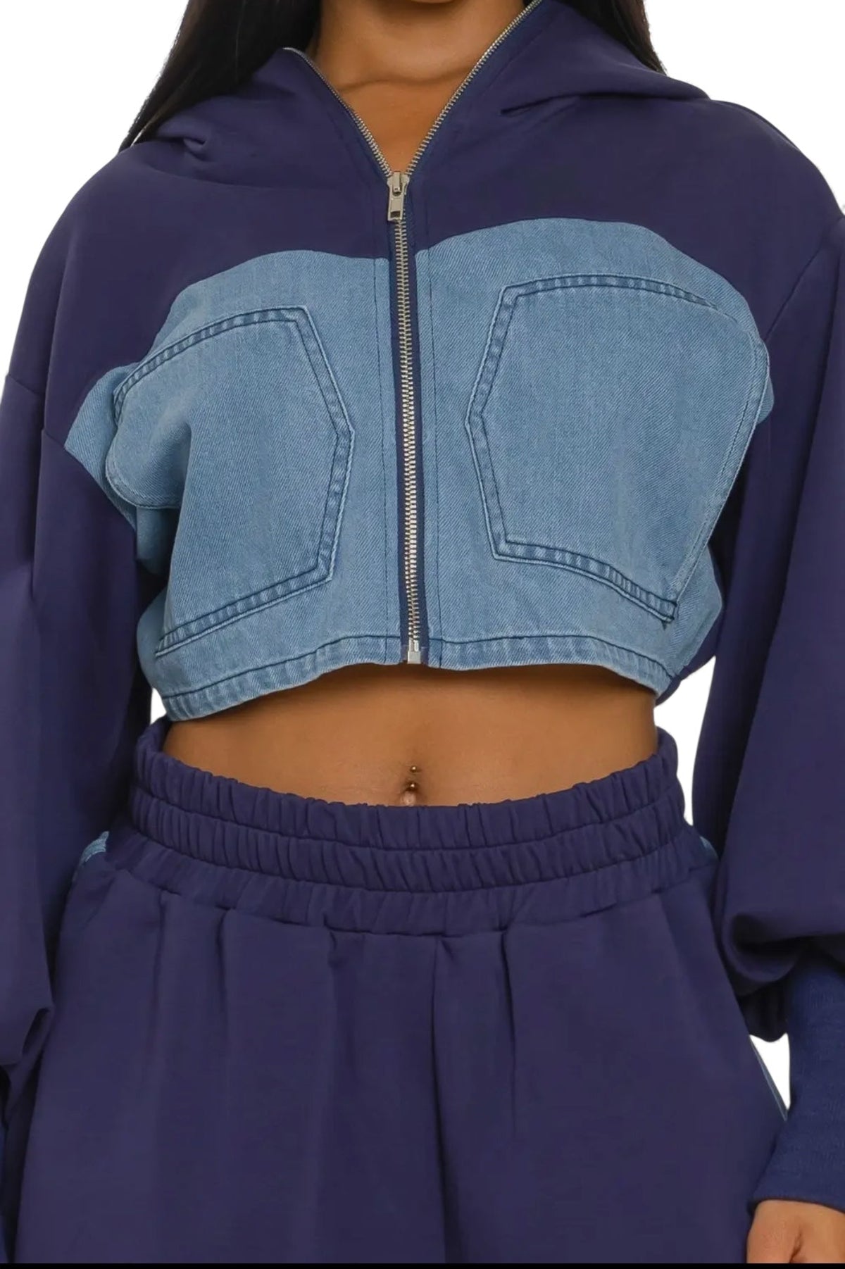 Two-Tone Denim Panel Utility Set