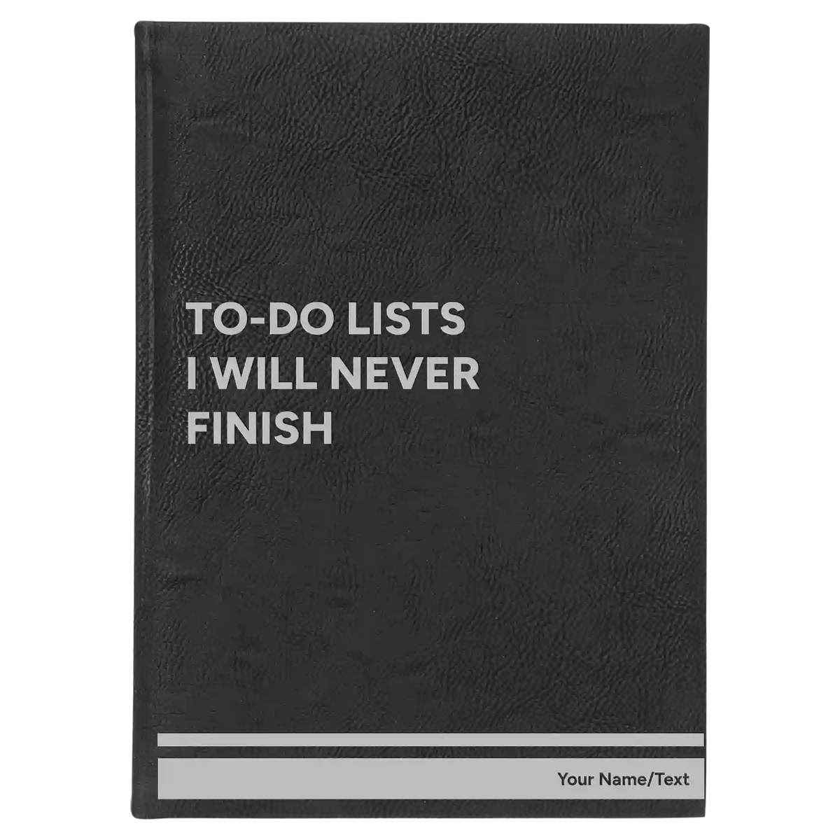 Personalized TO DO List Leatherette Journal (large) | Black/Silver