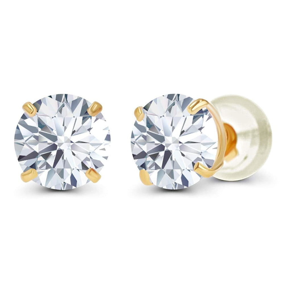 1.00 CTW Round Lab-Grown Diamond Stud Earrings in 14K White or Yellow Gold | G/VS-Clarity